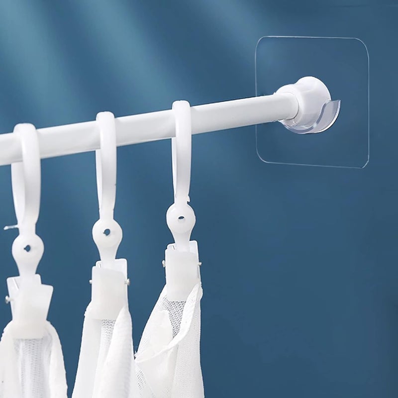 Venupple Spring Tension Rod Holder, 8 Packs 1.18 Inches Small Transparent Shower Rod Bracket No Drilling, Small Adhesive Tension Curtain Rod Retainer Shower Curtain Rod Holder - Image 3
